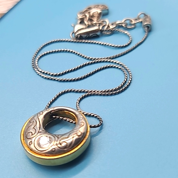 Brighton "ARIES Collection" Two-Tone Swarovski Crystal & Scrollwork Pendant Neck - Picture 3 of 15